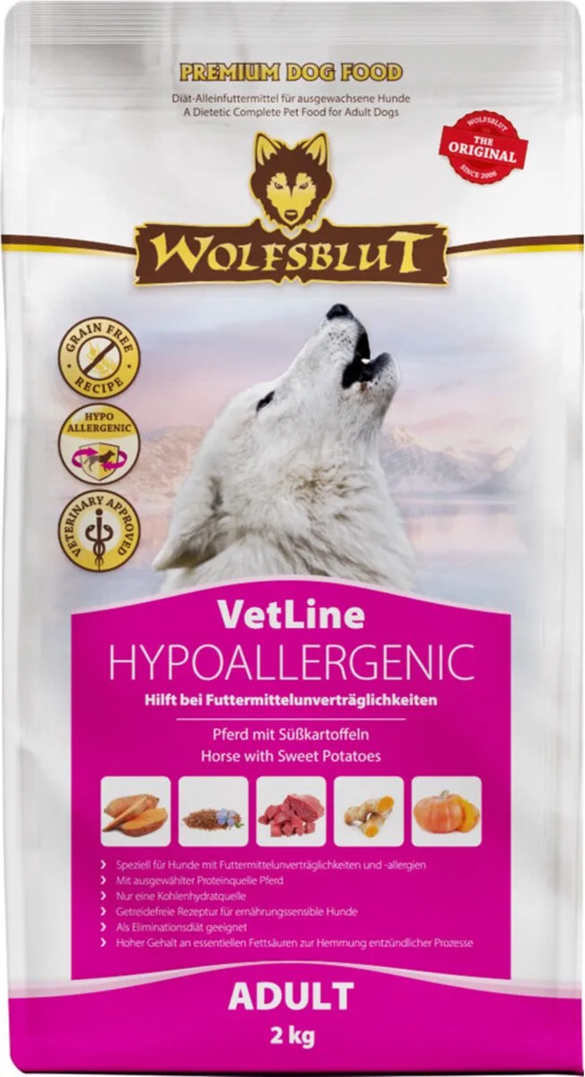 VetLine Hypoallergenic - 4 x 2 kg - Voordeelverpakking van Wolfsblut – productfoto