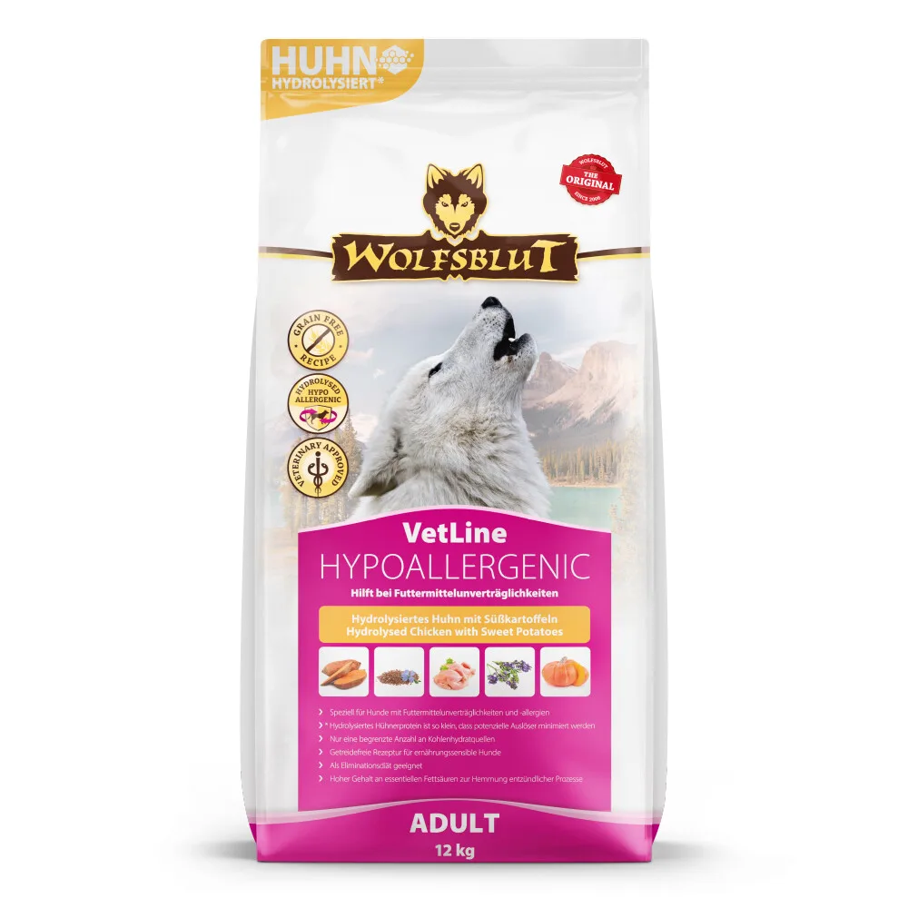 VetLine Hypoallergenic Hydrolysed Kip 12 kg van Wolfsblut – productfoto