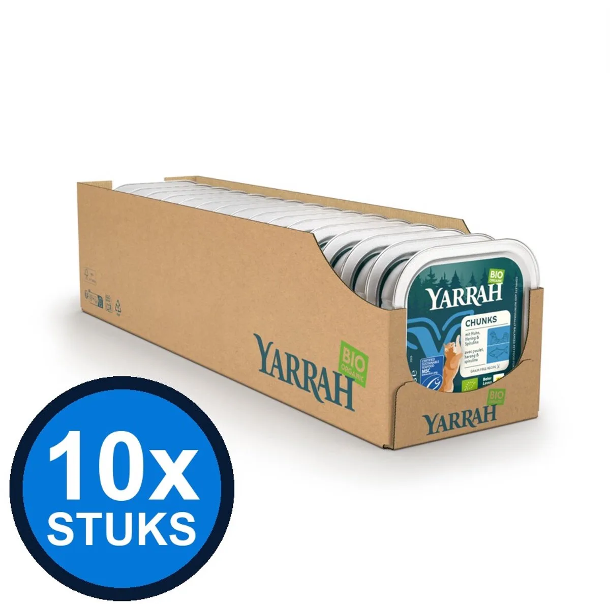10x Yarrah cat bio alu grainfree brokjes vis 100gr de Yarrah – photo produit