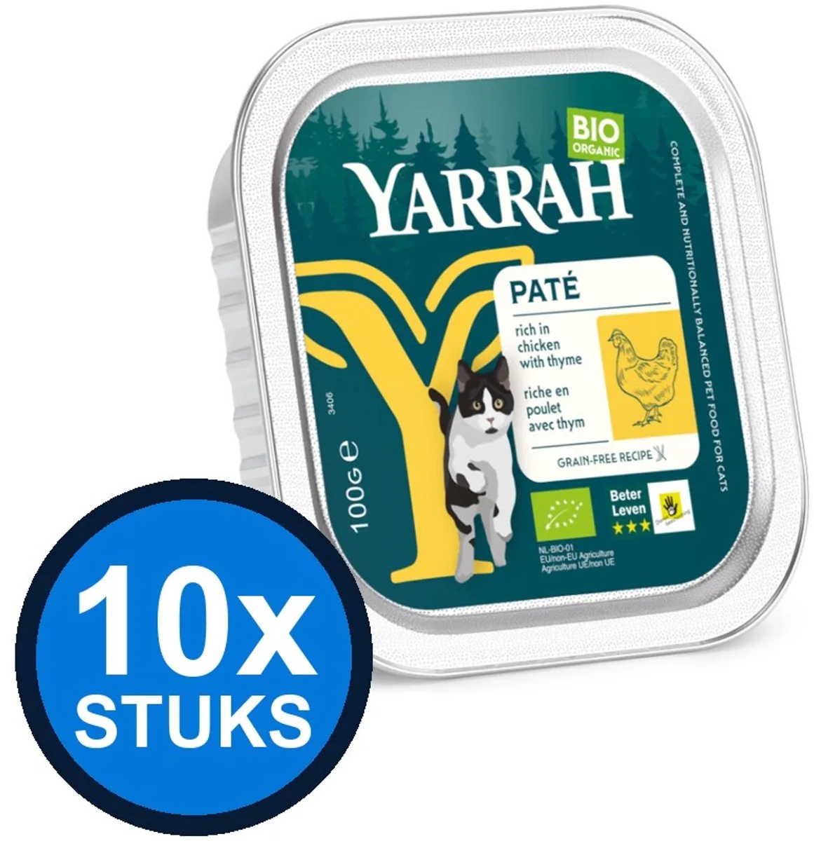 10x Yarrah cat bio alu grainfree paté kip 100gr by Yarrah – product photo