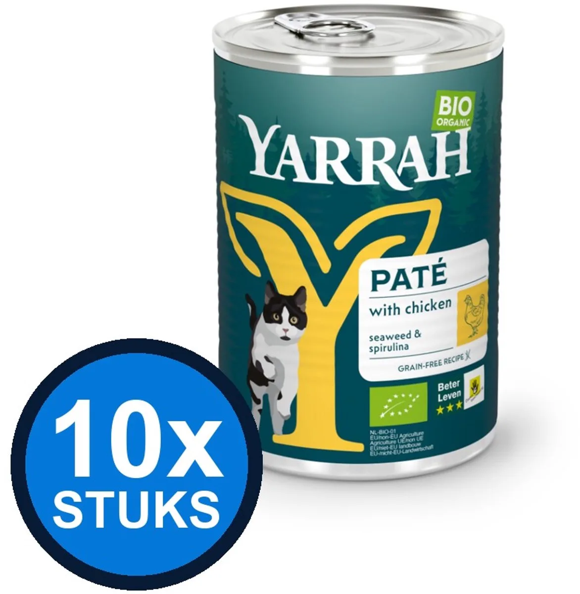 10x Yarrah cat bio blik paté kip 400gr van Yarrah – productfoto
