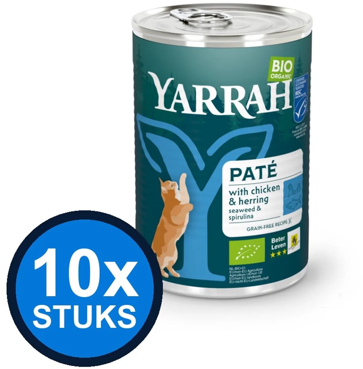 10x Yarrah cat bio blik paté vis 400gr van Yarrah – productfoto