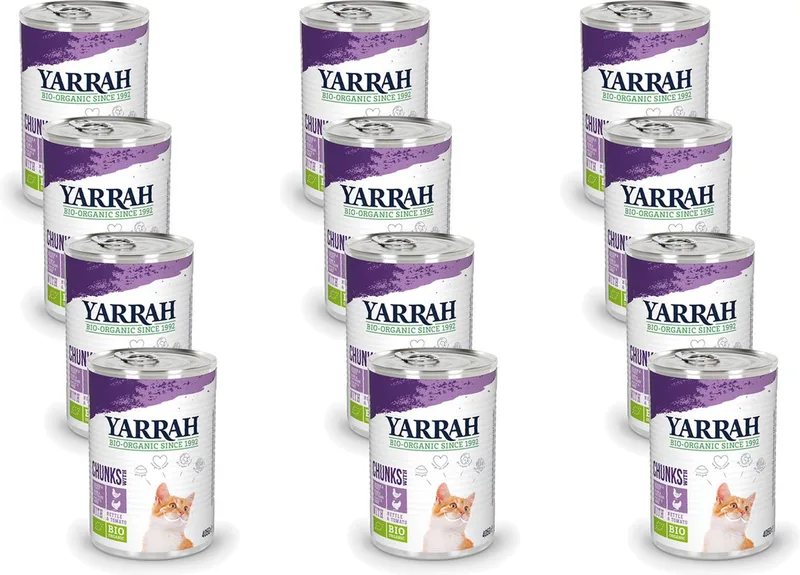 12x Yarrah Bio Kat Blik Chunks - Kip & Kalkoen - Kattenvoer - 405g von Yarrah – Produktfoto