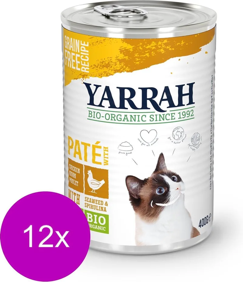 12x Yarrah Bio Kat Blik Paté - Kip - Kattenvoer - 400g by Yarrah – product photo