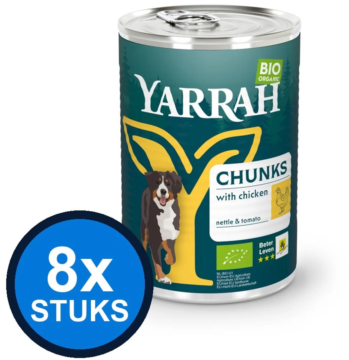 12x Yarrah dog bio blik brokjes saus kip 820gr by Yarrah – product photo