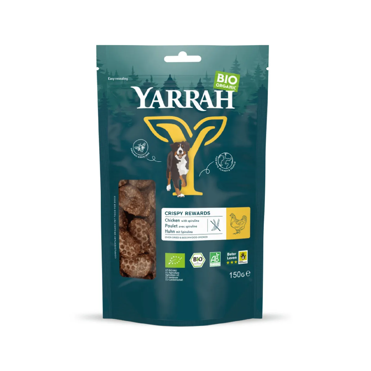 150g Yarrah Bio oven-gedroogde Crispy Rewards hondensnacks van Yarrah – productfoto