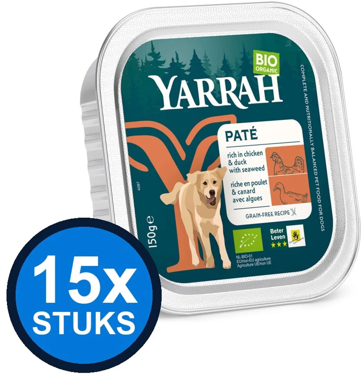15x Yarrah dog bio alu paté grvr kip&eend 150gr von Yarrah – Produktfoto