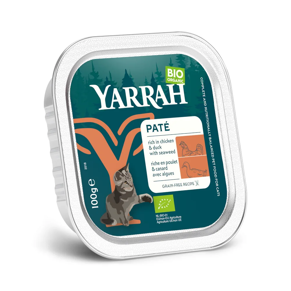 16x100g Yarrah BIO Paté Eend & Zeewier Natvoer voor katten van Yarrah – productfoto