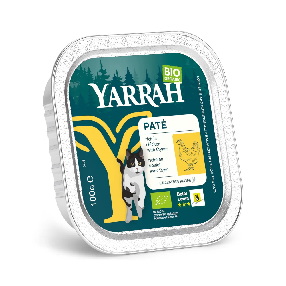 16x100g Yarrah BIO Paté Kip & Tijm Natvoer voor katten van Yarrah – productfoto