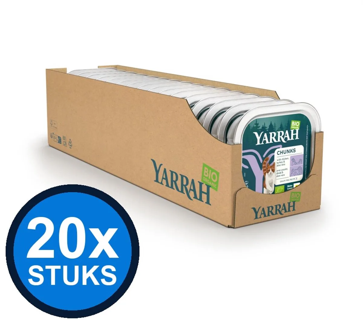 20x Yarrah cat bio alu grainfree brokjes kip&kalkoen 100gr by Yarrah – product photo