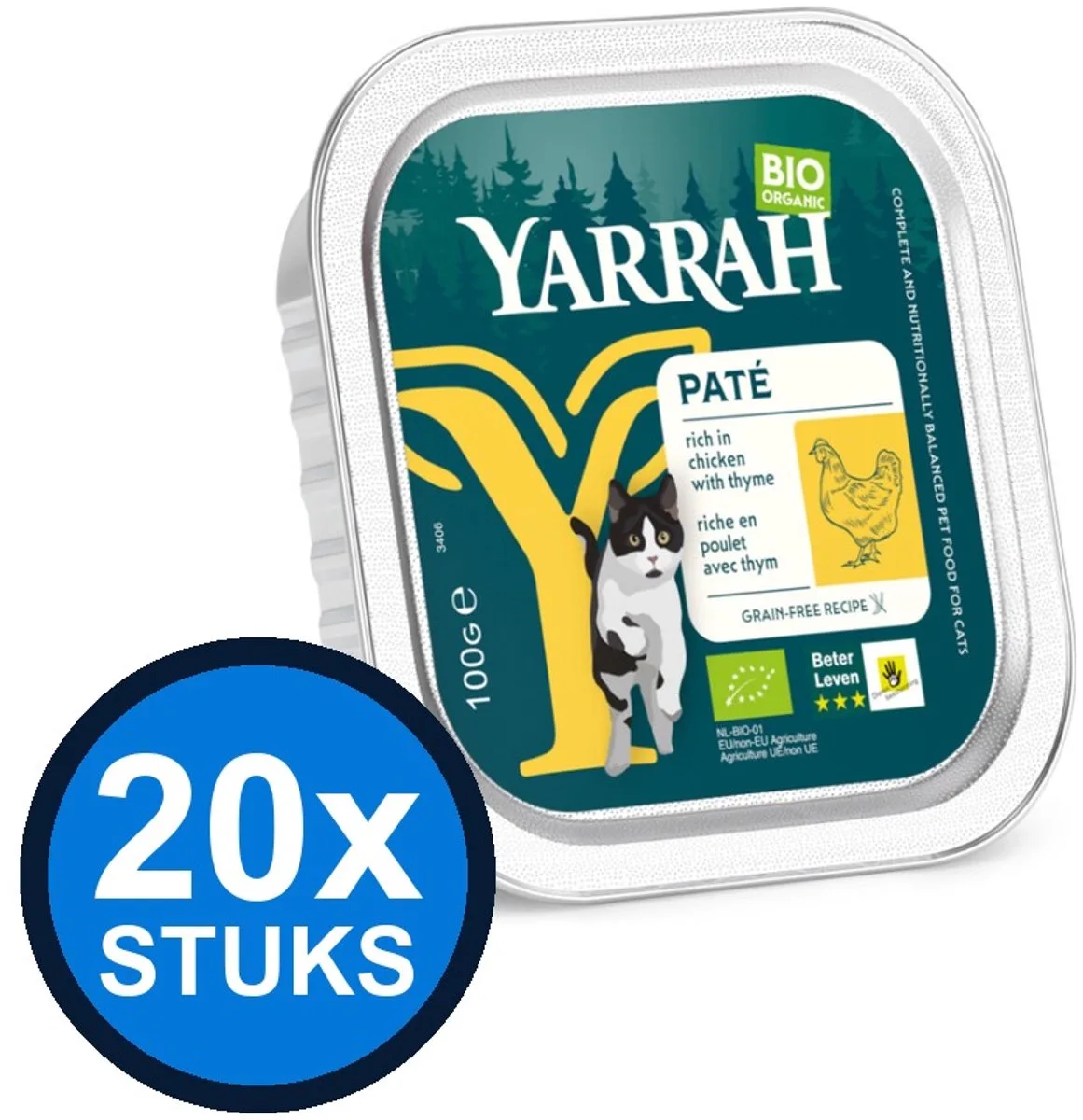 20x Yarrah cat bio alu grainfree paté kip 100gr van Yarrah – productfoto