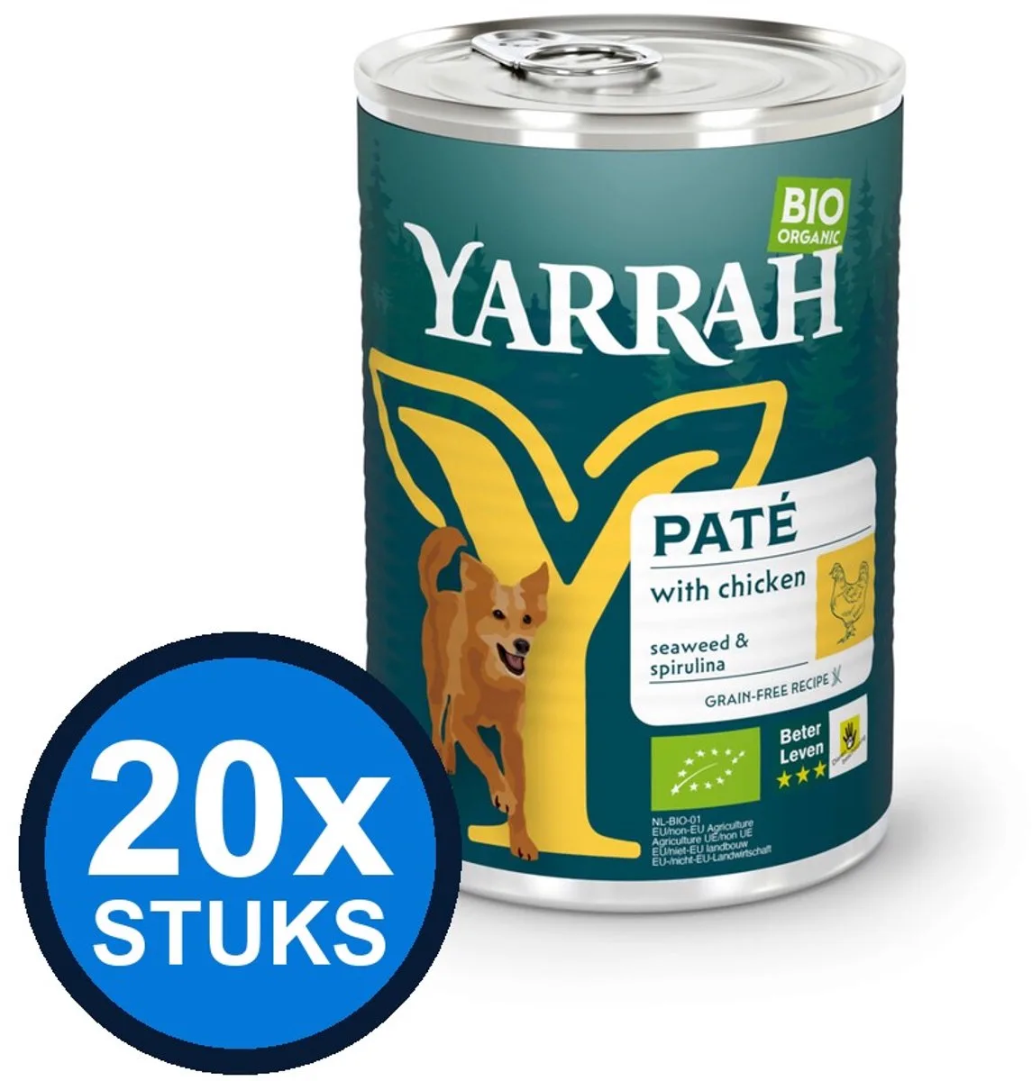 20x Yarrah dog bio blik paté kip 400gr de Yarrah – photo produit
