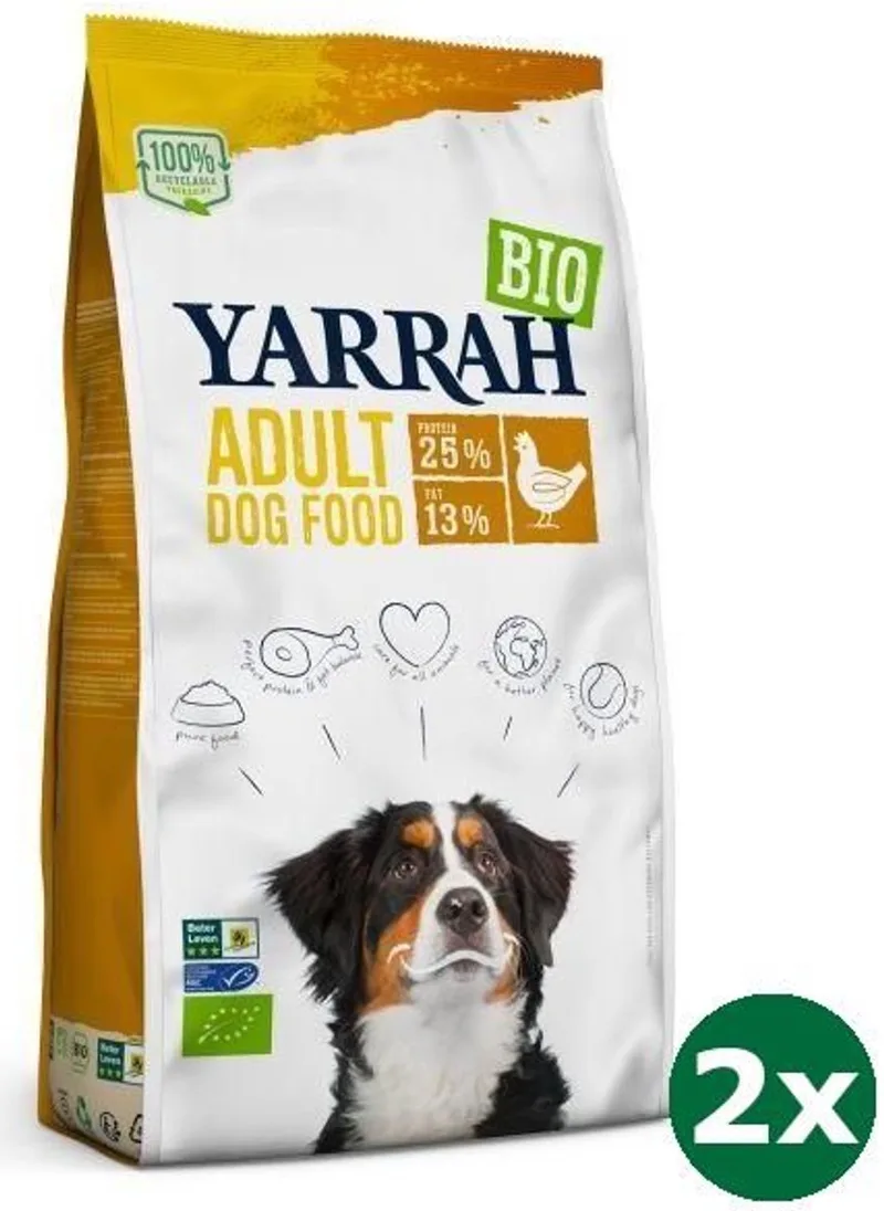 2x10 kg Yarrah dog biologische brokken kip hondenvoer NL-BIO-01 de Yarrah – photo produit