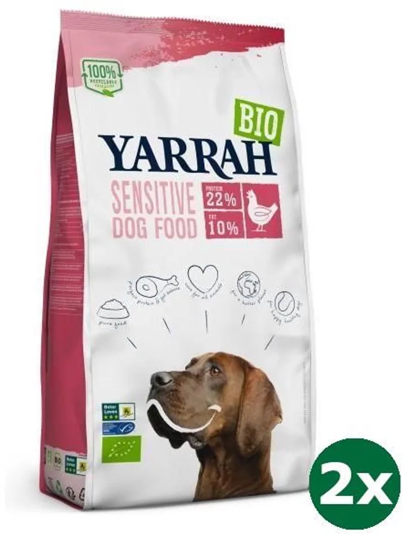 2x10 kg Yarrah dog biologische brokken sensitive kip zonder toegevoegde suiker hondenvoer NL-BIO-01 von Yarrah – Produktfoto