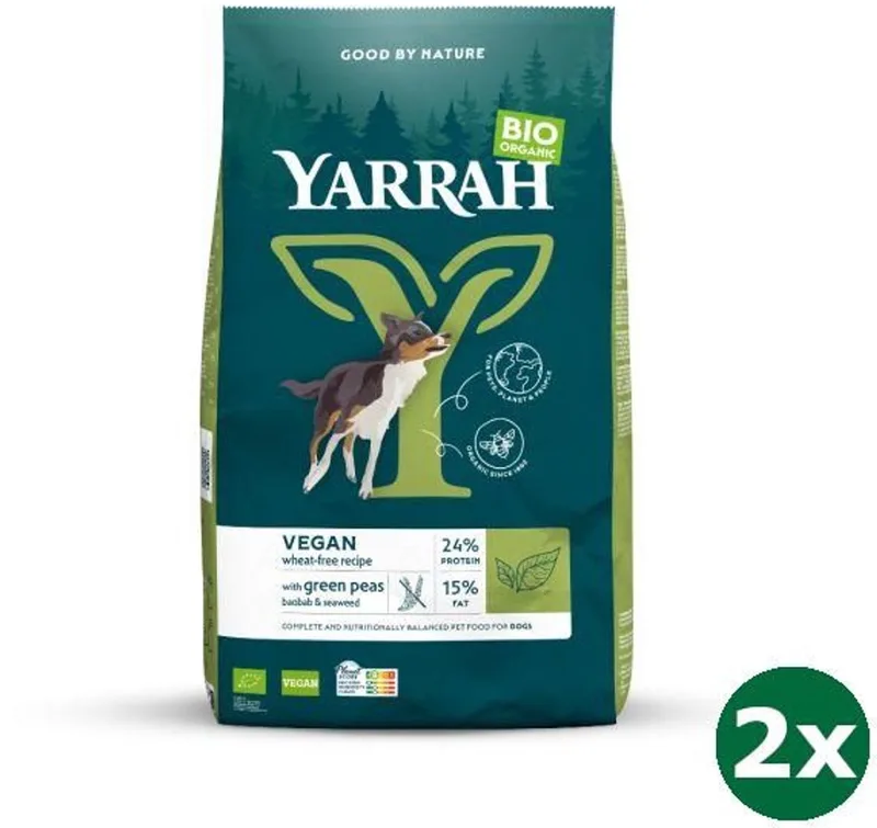 2x10 kg Yarrah dog biologische brokken vega ultra sensitive tarwevrij hondenvoer NL-BIO-01 de Yarrah – photo produit