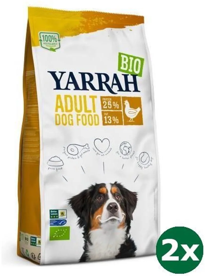 2x15 kg Yarrah dog biologische brokken kip hondenvoer NL-BIO-01 de Yarrah – photo produit