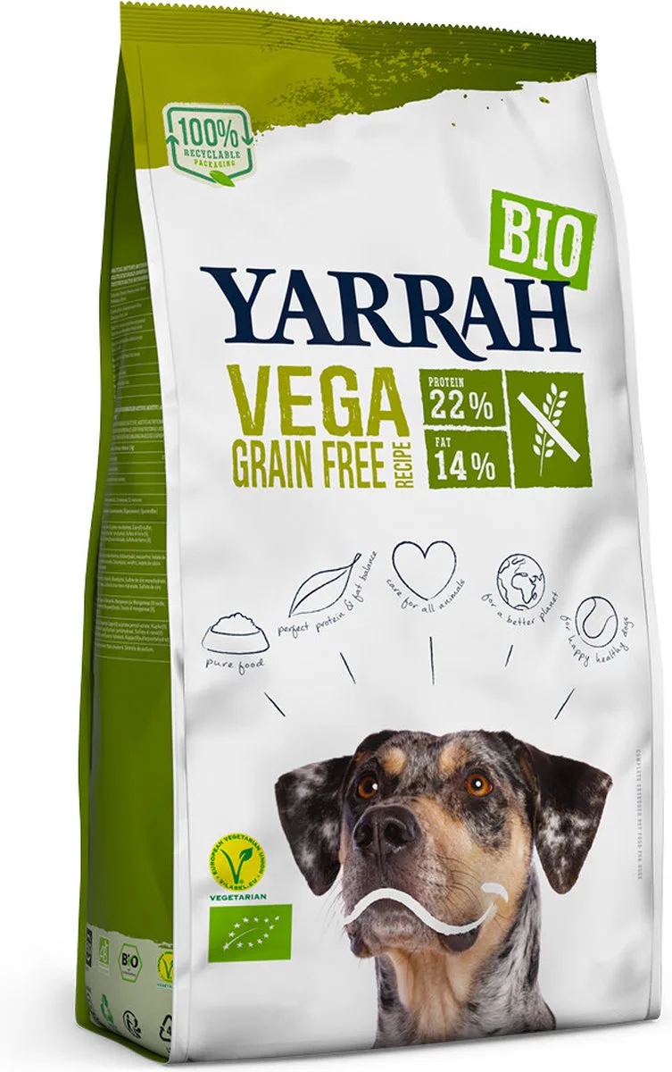 4x Yarrah Bio Hondenvoer Vegetarisch Tarwe Vrij 2 kg de Yarrah – photo produit