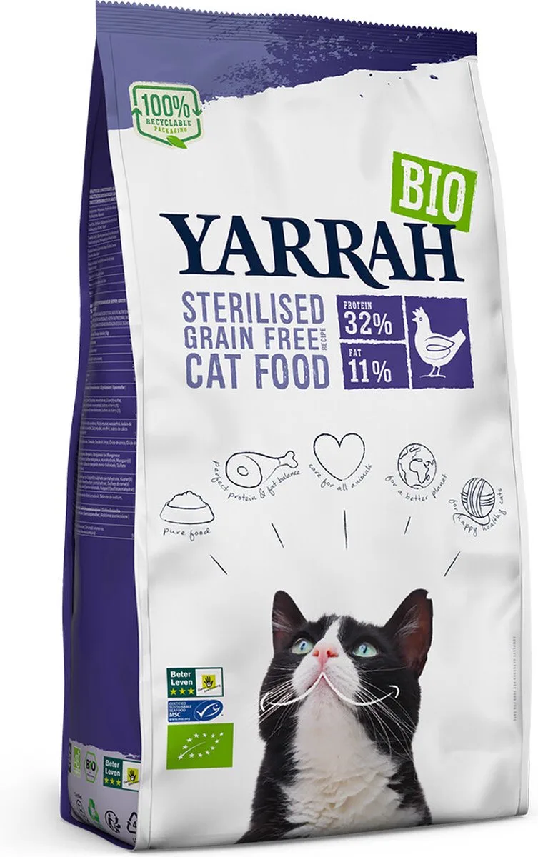 4x Yarrah Bio Kattenvoer Sterilised 2 kg de Yarrah – photo produit