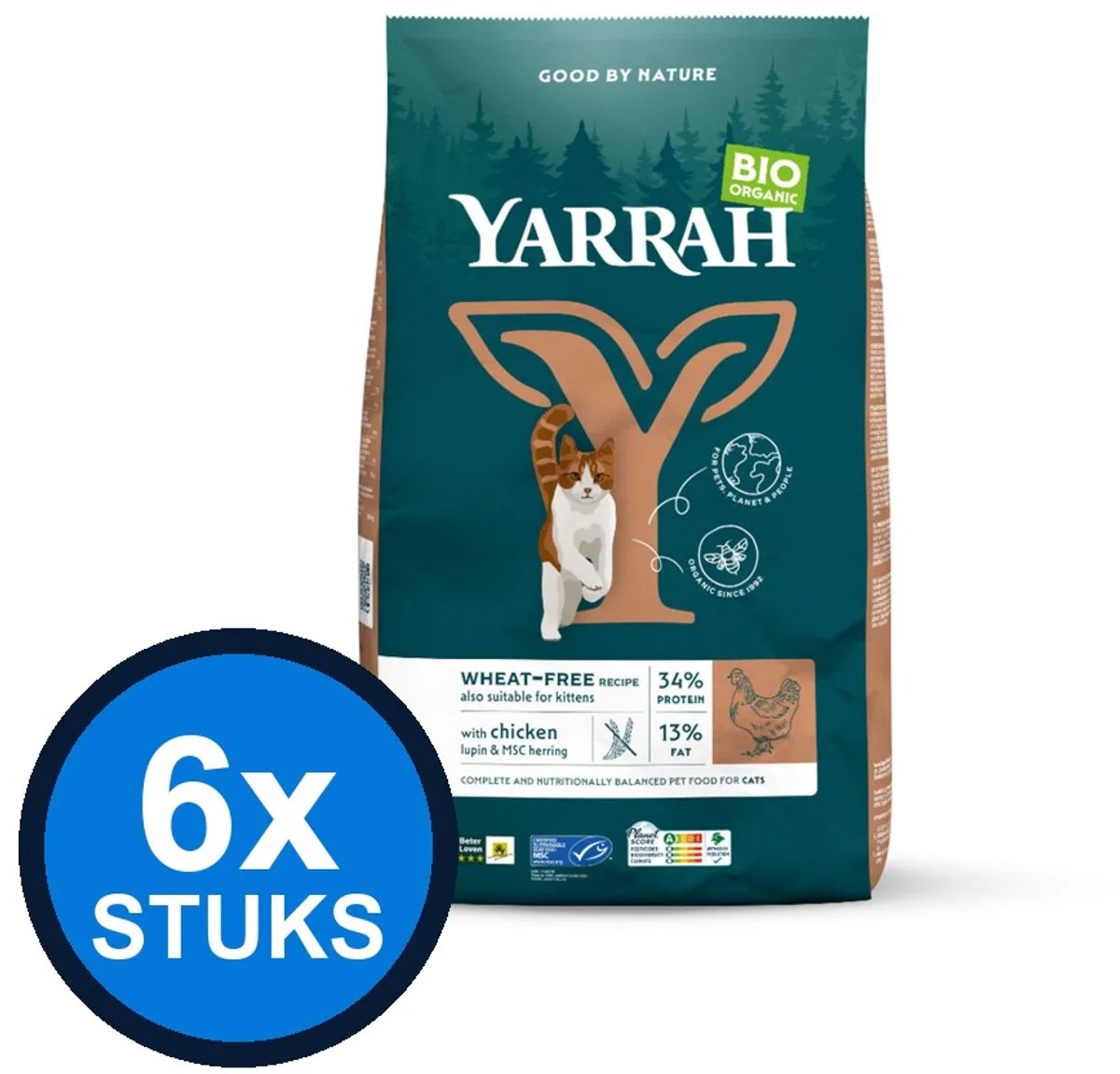 6x Yarrah cat bio dry wheat free chicken&fish 800gr by Yarrah – product photo