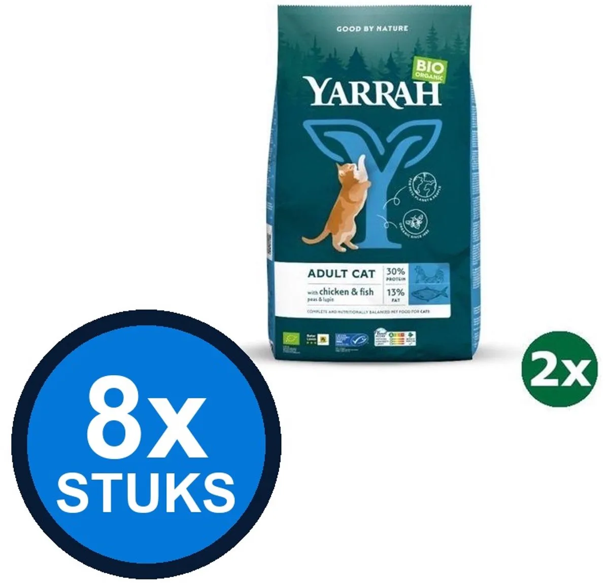 8x Yarrah cat bio dry chicken&fish msc 800gr by Yarrah – product photo