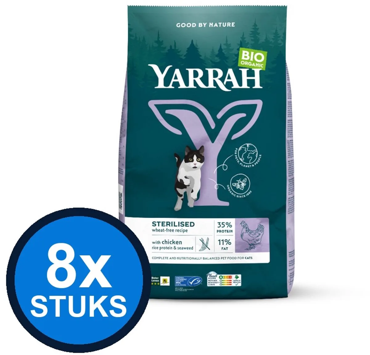 8x Yarrah cat bio dry wheat free sterilised chicken&fish 700gr de Yarrah – photo produit