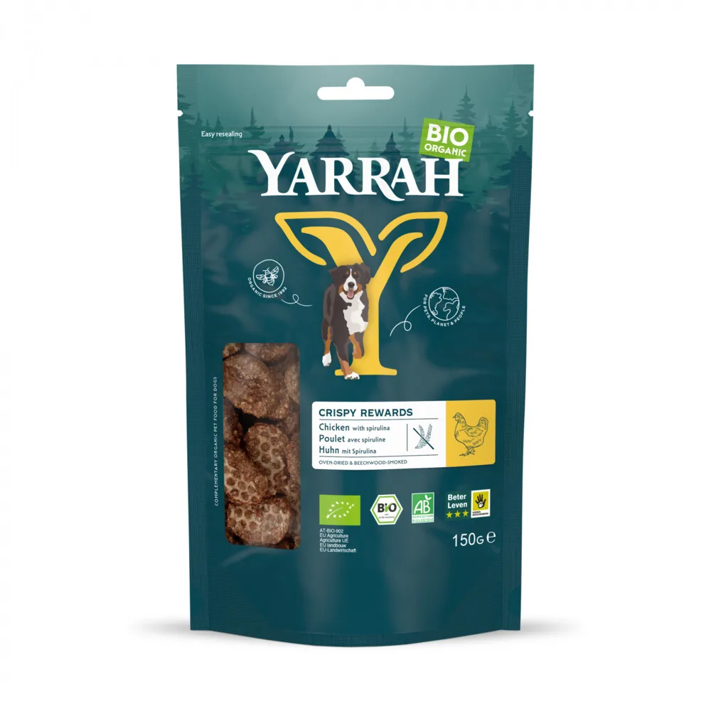 8x Yarrah Hond Bio Oven-Dried Chicken Crispy Rewards 150 gr van Yarrah – productfoto