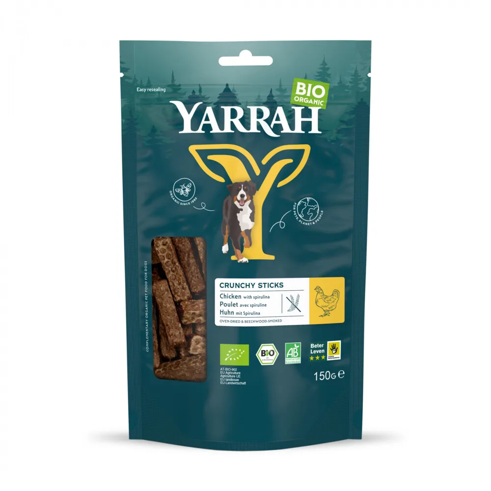 8x Yarrah Hond Bio Oven-Dried Chicken Crunchy Sticks 150 gr von Yarrah – Produktfoto