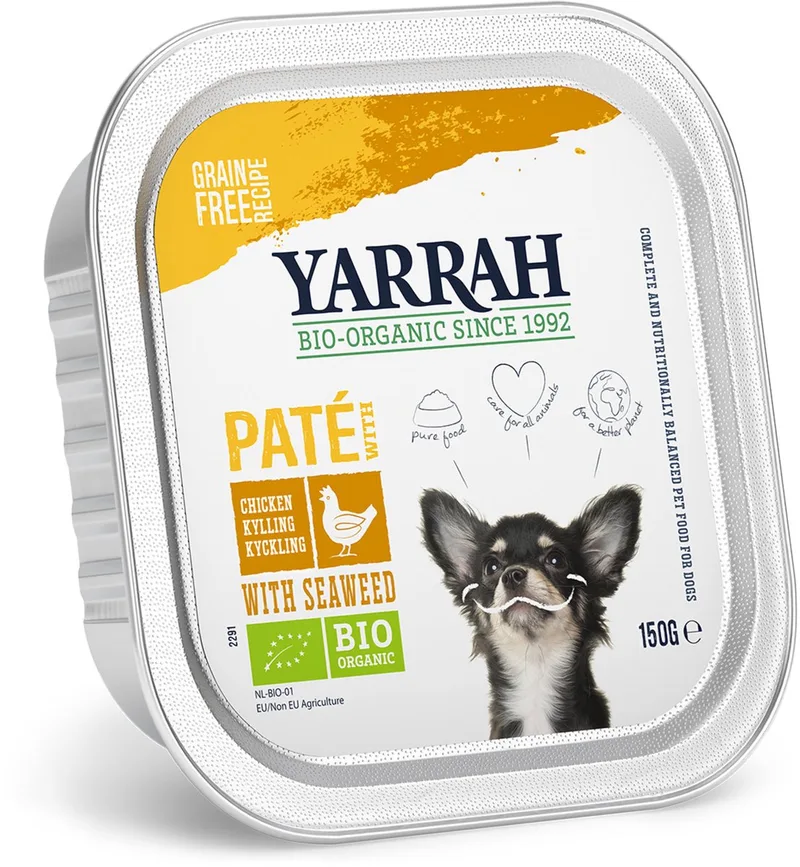 Bio Alu Pate Graanvrij 150 g - Hondenvoer - Kip&Zeewier by Yarrah – product photo