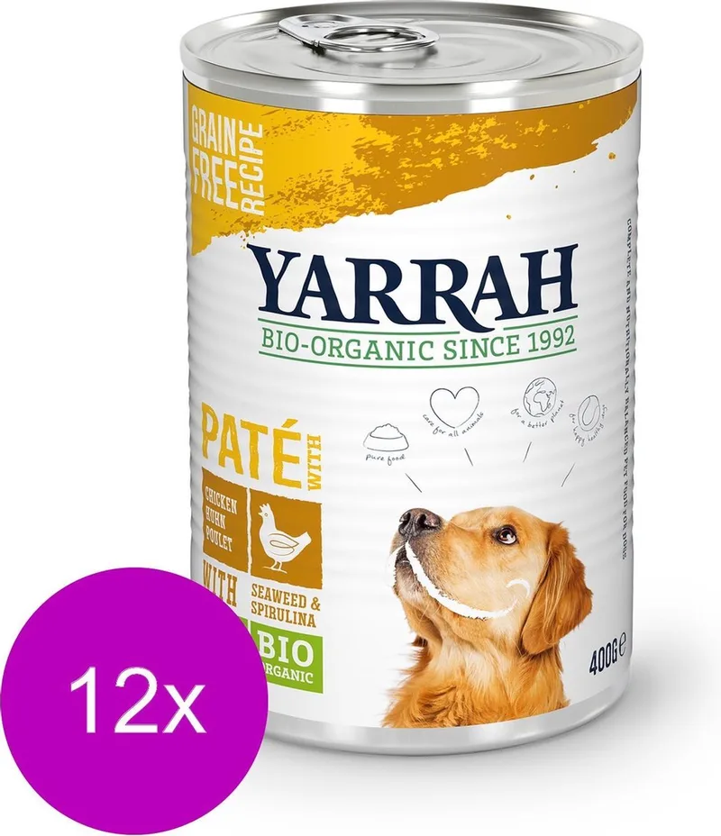 Bio Alu Pate Graanvrij - Hondenvoer - 12 x Kip Zeewier 400 g von Yarrah – Produktfoto