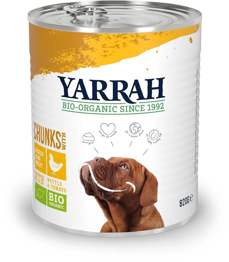 Bio Blik Brokjes In Saus - Hondenvoer - Kip 820 g de Yarrah – photo produit