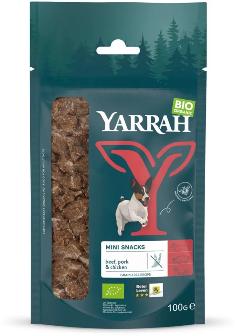 Bio Hondensnack Mini Bites - 10 x 100 gr - Voordeelverpakking de Yarrah – photo produit