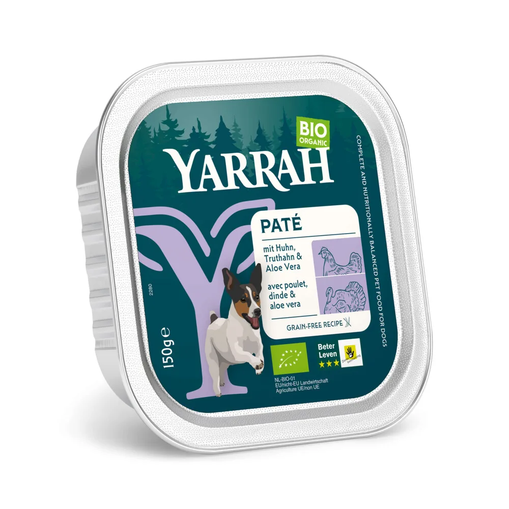 Bio Hondenvoer Paté Kip & Kalkoen 150 gr von Yarrah – Produktfoto