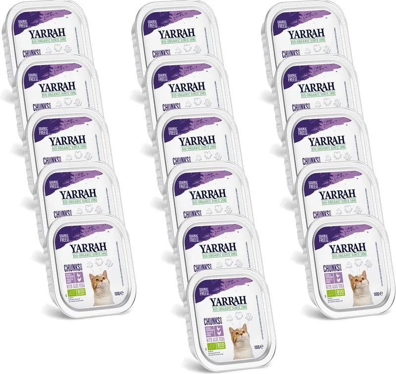 Bio Kat Alu Brokjes In Saus - Kip & Kalkoen - Kattenvoer - 16 x NL-BIO-01 de Yarrah – photo produit