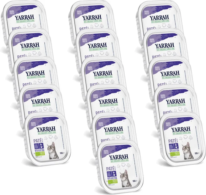 Bio Kat Alu Pate - Kip - Kattenvoer - 16 x 100 g NL-BIO-01 von Yarrah – Produktfoto
