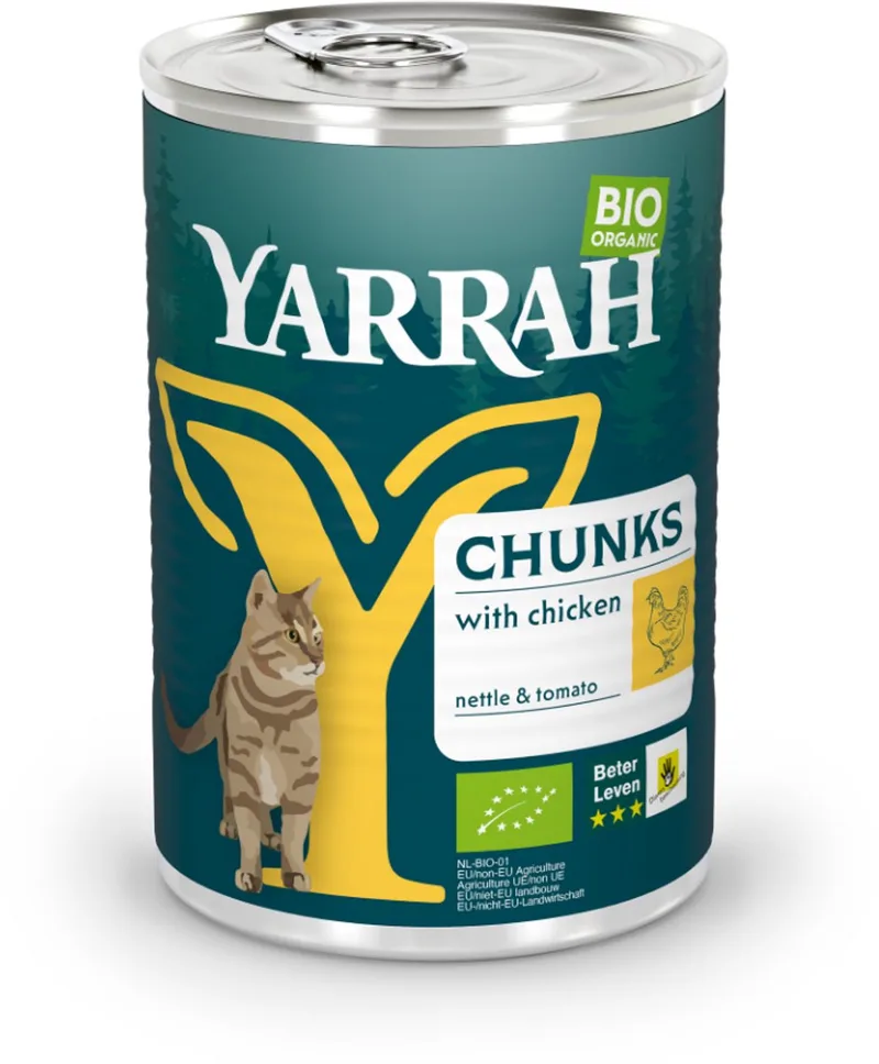 Bio Kattenvoer Chunks Kip 405 gr by Yarrah – product photo