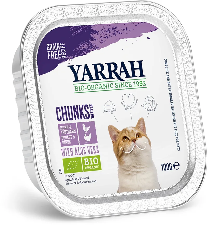 Bio Kattenvoer Chunks Kip - Kalkoen 100 gr de Yarrah – photo produit