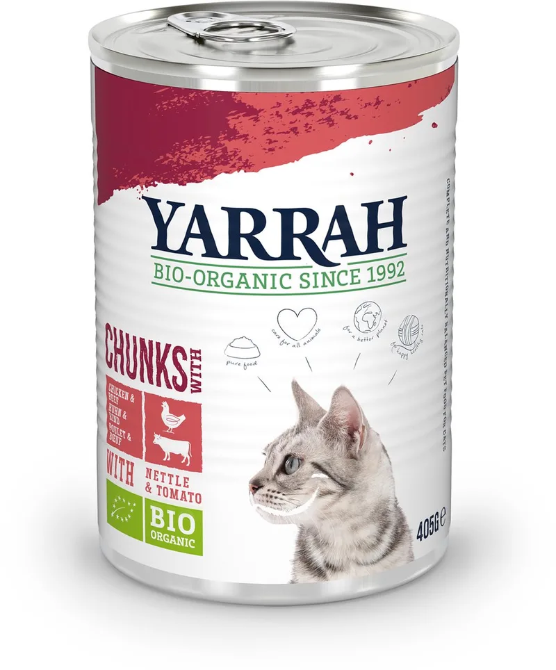 Bio Kattenvoer Chunks Kip - Rund 405 gr by Yarrah – product photo