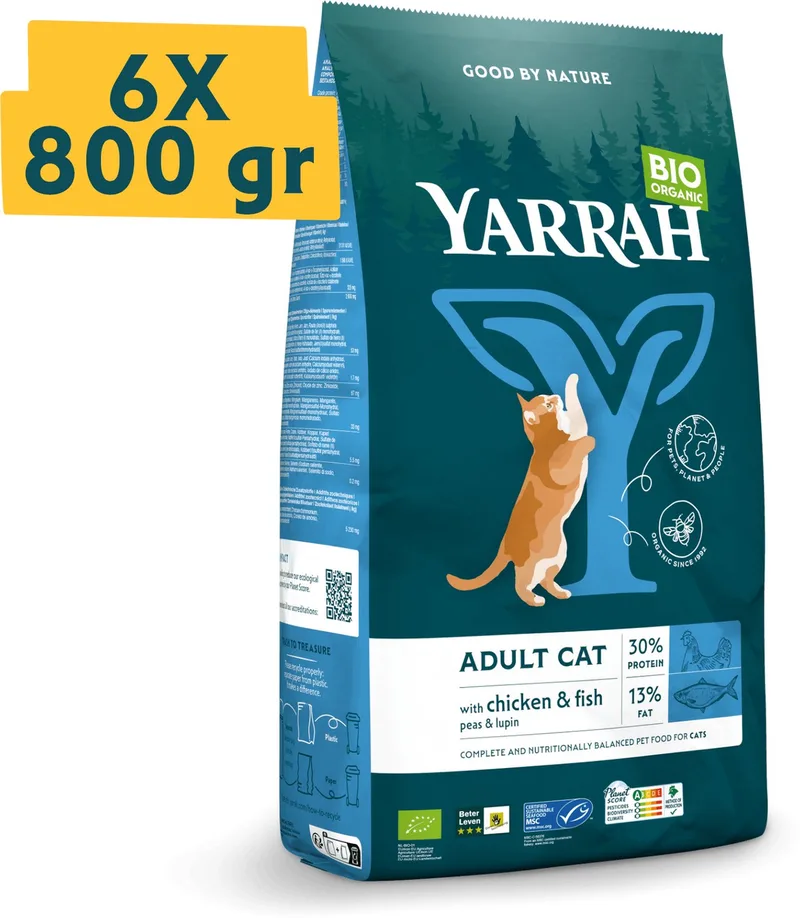 Biologisch Adult kattenvoer met vis de Yarrah – photo produit