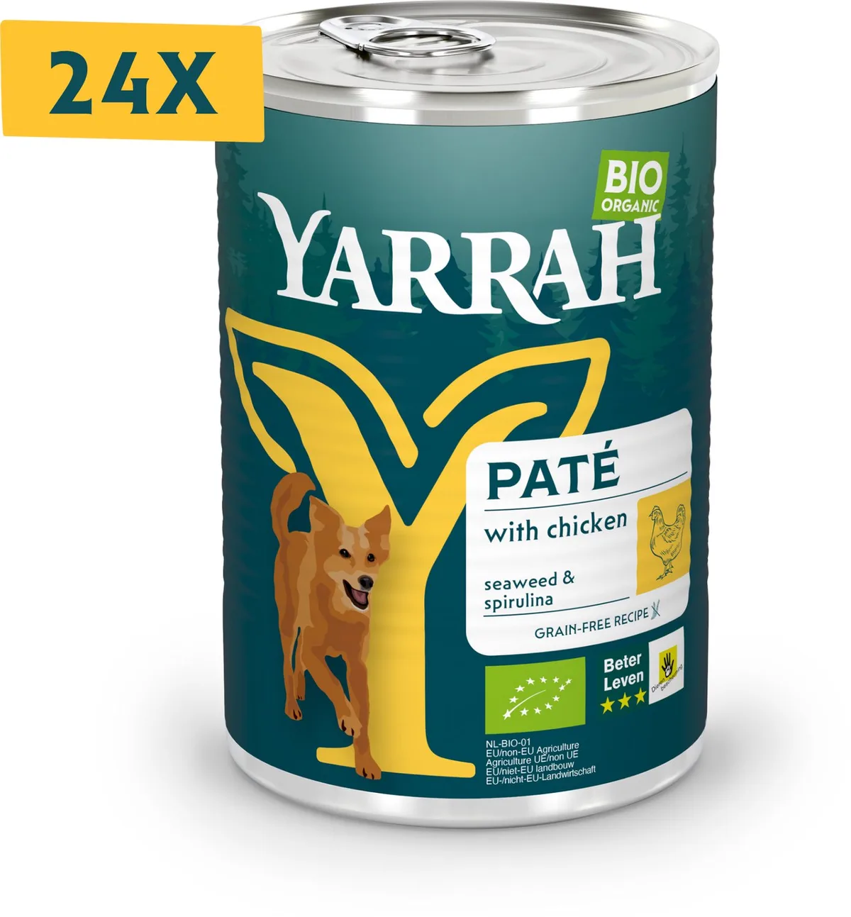 Biologisch hondenvoer paté met kip by Yarrah – product photo
