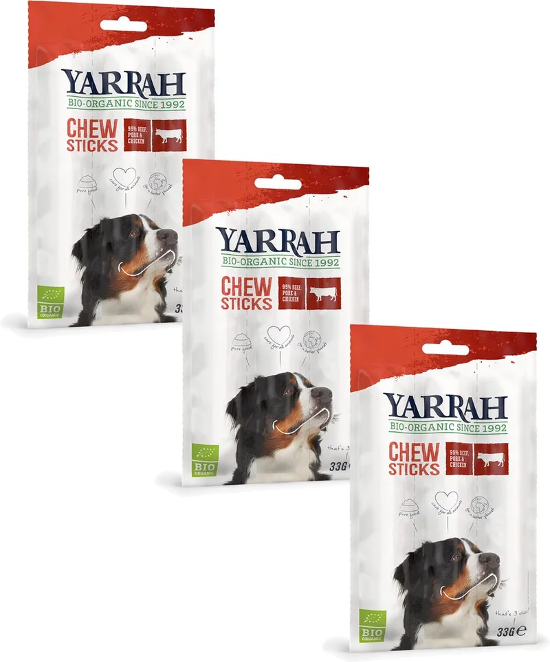 Biologische Hondensnack Kauwstick - 3 St à 33 gr NL-BIO-01 de Yarrah – photo produit