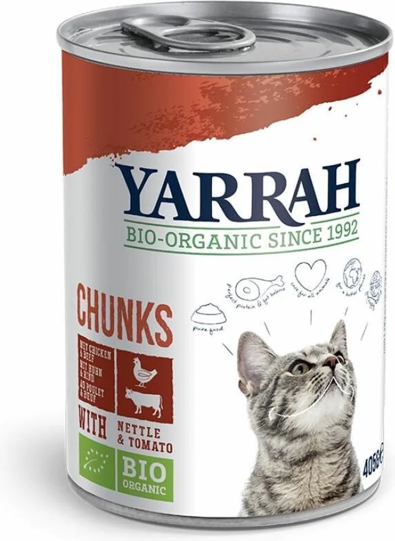 Cat Blik Brokjes In Saus - Kip & Rund - Kattenvoer - 12 x 405 g de Yarrah – photo produit