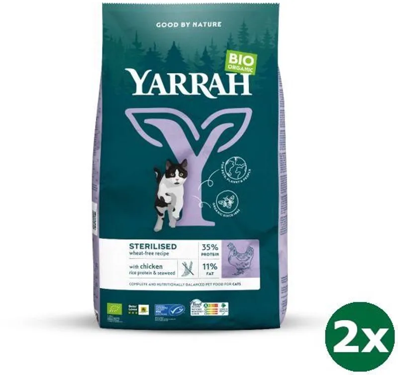 cat sterilised grain free kattenvoer 2x 2 kg NL-BIO-01 de Yarrah – photo produit
