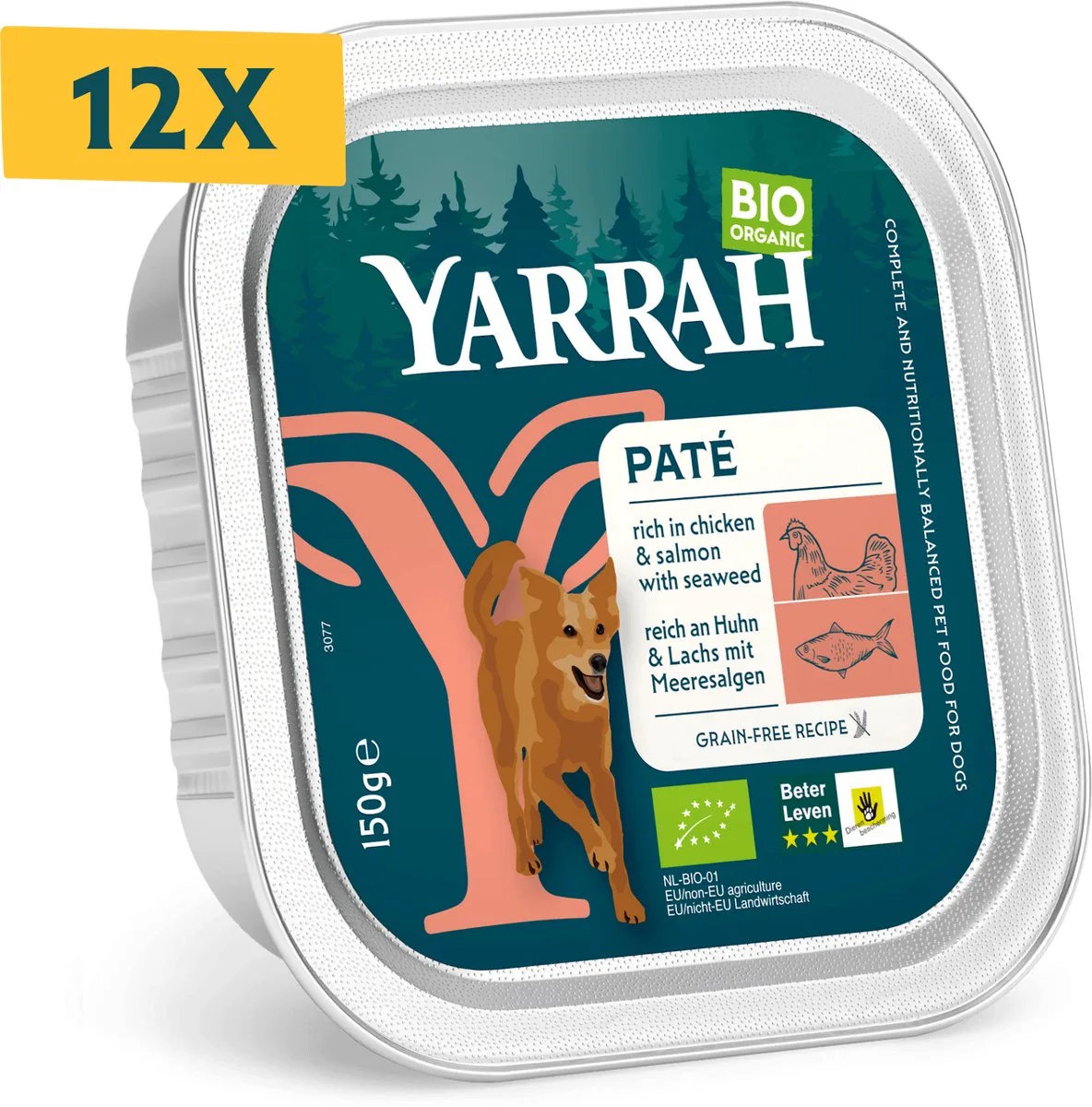 dog alu bio pate chicken / salmon with seaweed NL-BIO-01 fra Yarrah – produktbillede