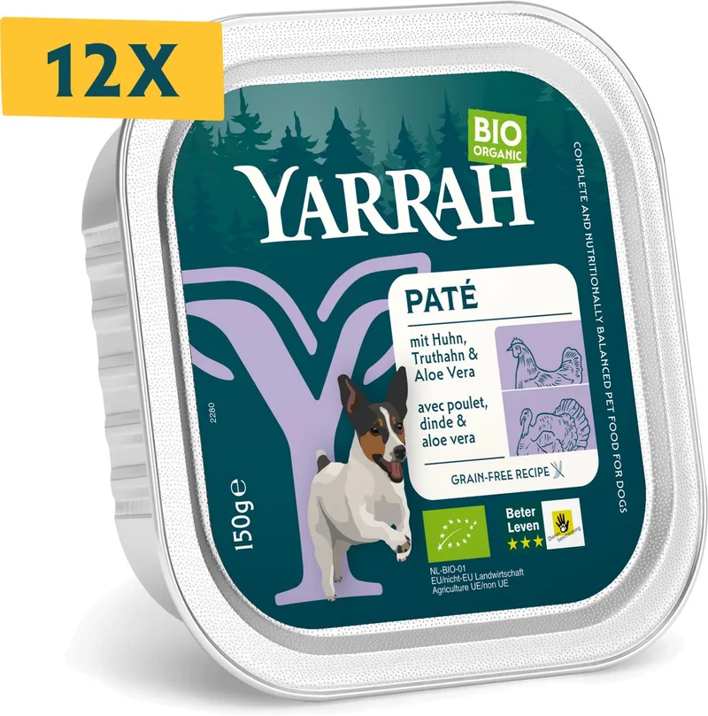 Dog Alu Brokjes - Kalkoen - Hondenvoer - 12 x 150 g NL-BIO-01 by Yarrah – product photo