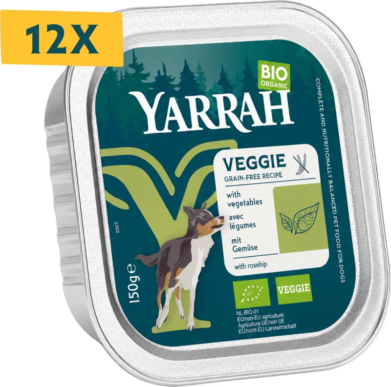 Dog Alu Brokjes Vega - Hondenvoer - 12 x 150 g NL-BIO-01 von Yarrah – Produktfoto