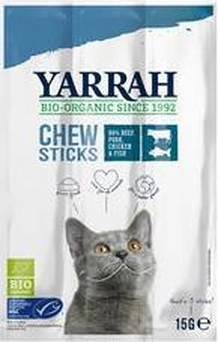Kattensnack Chew Stick met Vis Bio - 25 x 15 g by Yarrah – product photo