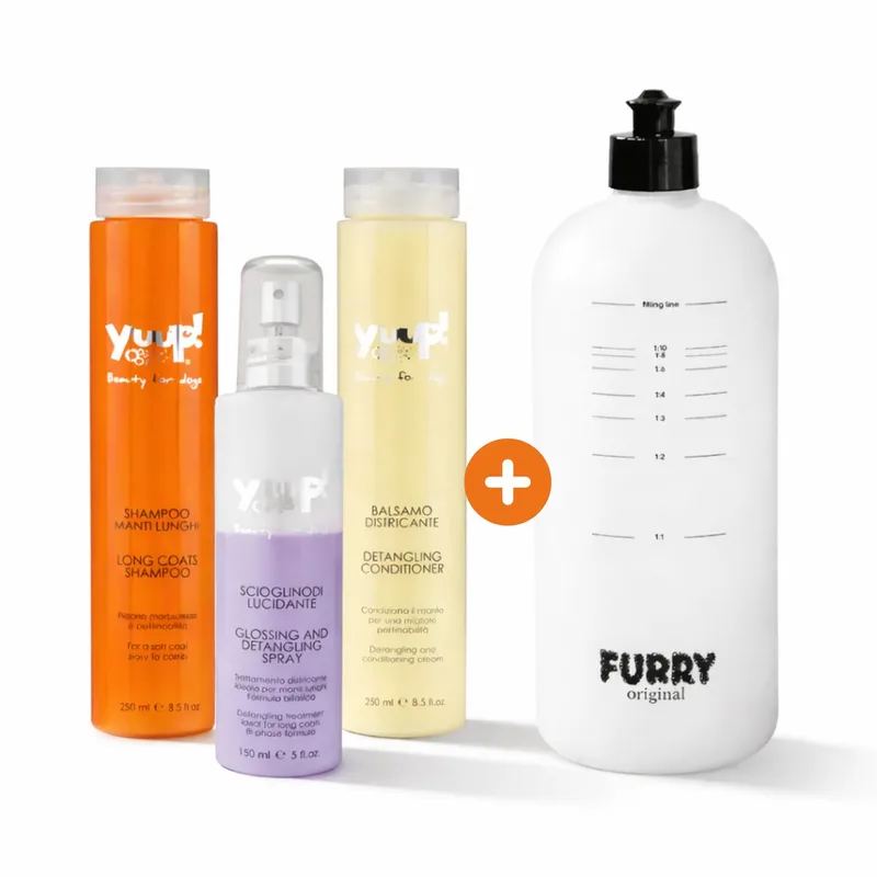 Hondenshampoo Set Doodle - Conditioner & Ontklitter Hond - Leave In Anti Klit Spray / Detangle Glansspray - Shampoo Mengfles - Verzorging voor Labradoodle & Gelijke Honden by Yuup! – product photo