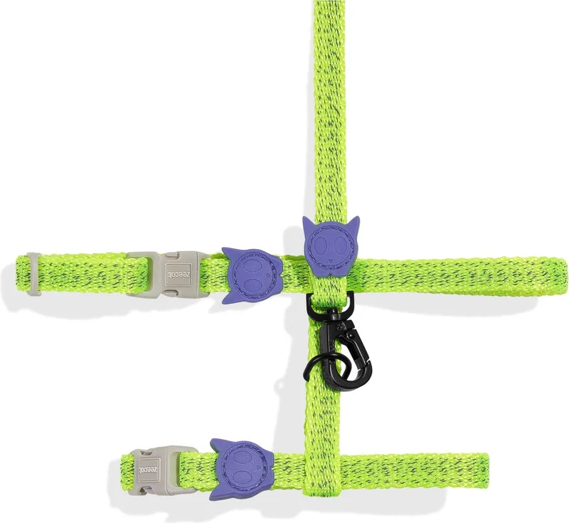 Nox Lumen Harnas + Lijn - Kattenharnas by Zee.Dog in Green – product photo