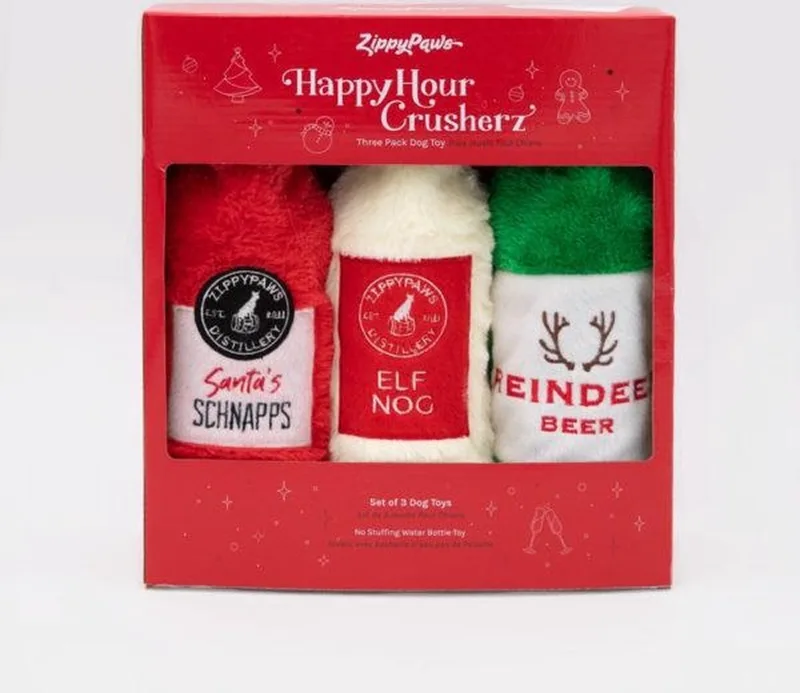 Hondenspeelgoed - Drank flessen - Kraken - Piepen - Kerst - Kerstmis de Zippy Paws en Rood wit groen – photo produit