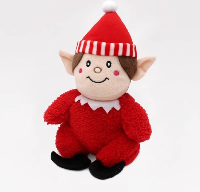 Hondenspeelgoed - Hond - Knuffel - Pieper - Kerst - Kerstmis - Elf de Zippy Paws en Rood wit groen – photo produit